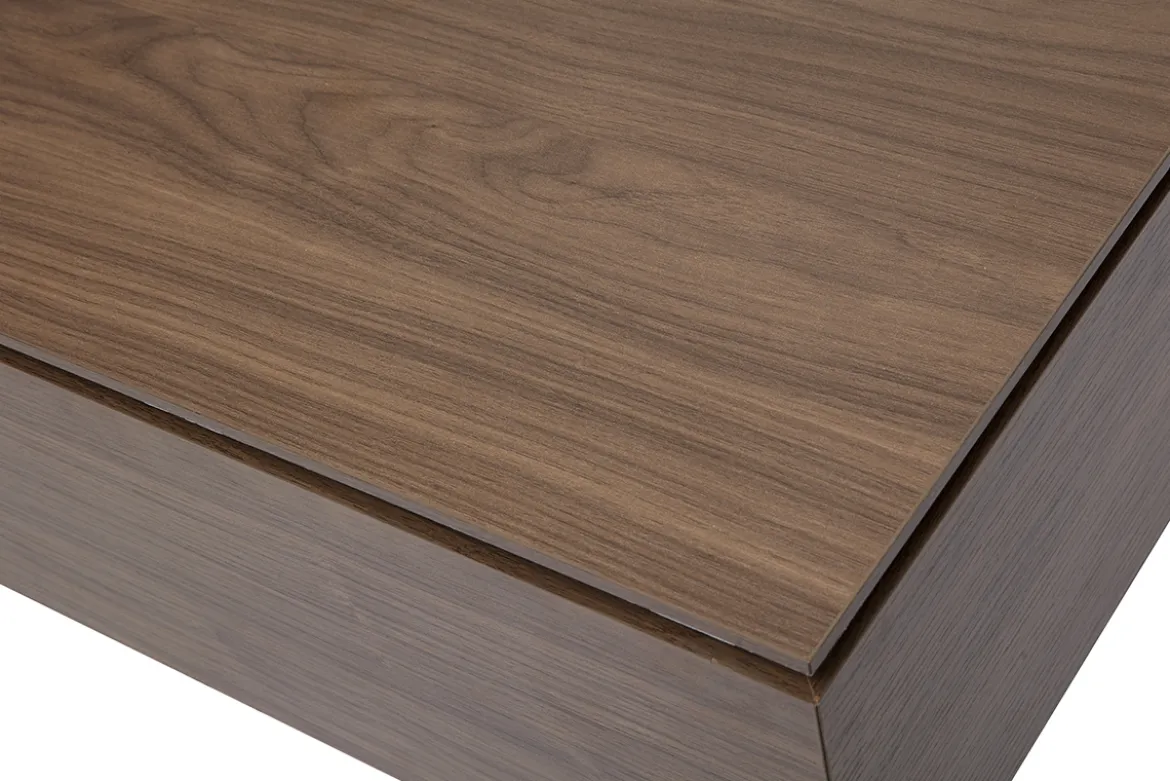 Table basse relevable rectangulaire bois foncé finition noyer et métal noir L103 cm SEDA