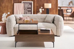 Table basse relevable rectangulaire bois foncé finition noyer et métal noir L103 cm SEDA