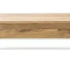 Table basse relevable rectangulaire bois manguier massif et métal blanc L110 cm BOHO