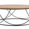 Table basse ronde bois clair chêne et métal noir D80 cm LACE