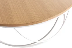Table basse ronde bois clair chêne et métal blanc D80 cm LACE