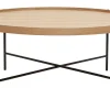 Table basse ronde bois clair et métal noir D90 cm BASSY