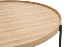 Table basse ronde bois clair et métal noir D90 cm BASSY