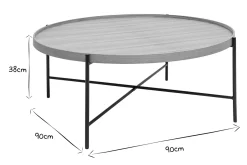 Table basse ronde bois clair et métal noir D90 cm BASSY