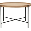 Table basse ronde bois clair et métal noir D75 cm BASSY
