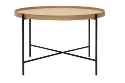 Table basse ronde bois clair et métal noir D75 cm BASSY