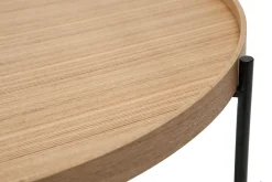 Table basse ronde bois clair et métal noir D75 cm BASSY