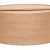 Table basse ronde bois clair frêne avec plateau pivotant et rangement D80 cm DALI