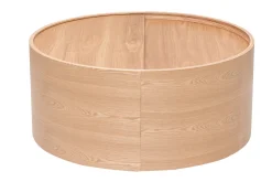 Table basse ronde bois clair frêne avec plateau pivotant et rangement D80 cm DALI