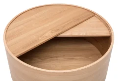 Table basse ronde bois clair frêne avec plateau pivotant et rangement D80 cm DALI