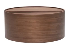 Table basse ronde bois foncé noyer avec plateau pivotant et rangement D80 cm DALI