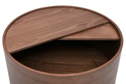 Table basse ronde bois foncé noyer avec plateau pivotant et rangement D80 cm DALI