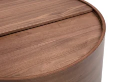 Table basse ronde bois foncé noyer avec plateau pivotant et rangement D80 cm DALI