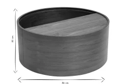 Table basse ronde bois foncé noyer avec plateau pivotant et rangement D80 cm DALI