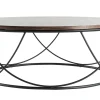 Table basse ronde bois foncé noyer et métal noir D80 cm LACE