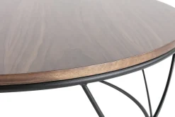 Table basse ronde bois foncé noyer et métal noir D80 cm LACE