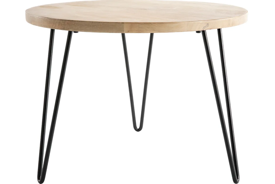 Table basse ronde bois manguier massif et métal noir D60 cm VIBES