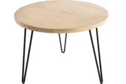 Table basse ronde bois manguier massif et métal noir D60 cm VIBES