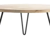 Table basse ronde bois manguier massif et métal noir D80 cm VIBES