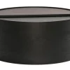 Table basse ronde bois noir avec plateau pivotant et rangement D80 cm DALI