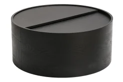 Table basse ronde bois noir avec plateau pivotant et rangement D80 cm DALI