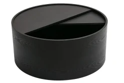 Table basse ronde bois noir avec plateau pivotant et rangement D80 cm DALI
