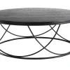 Table basse ronde bois noir et métal noir D80 cm LACE