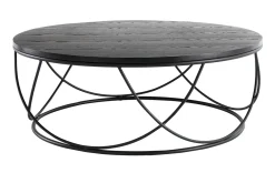 Table basse ronde bois noir et métal noir D80 cm LACE