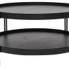 Table basse ronde design bois noir et métal noir D80 cm TWICE