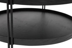 Table basse ronde design bois noir et métal noir D80 cm TWICE