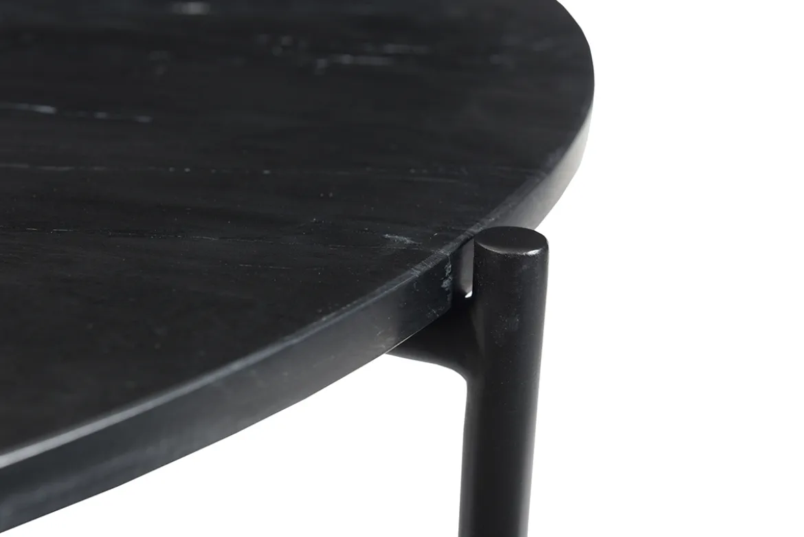 Table basse ronde design en marbre noir D90 cm BUMCELLO