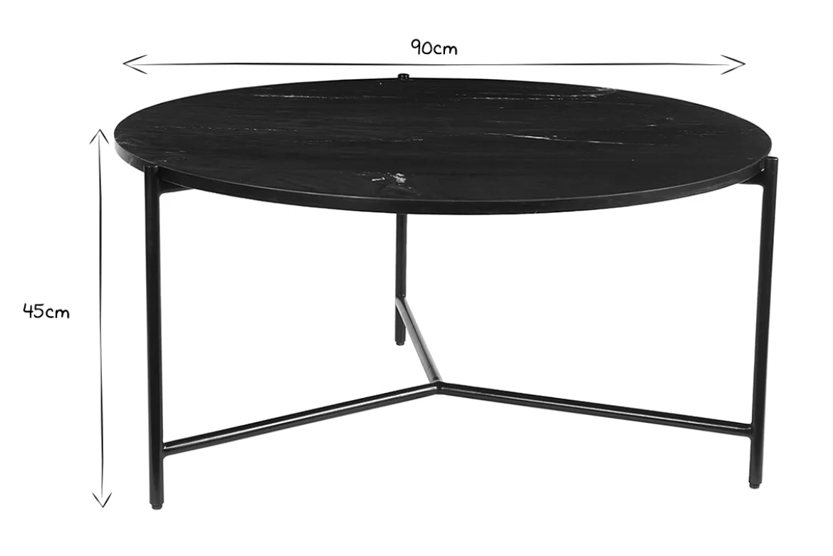 Table basse ronde design en marbre noir D90 cm BUMCELLO