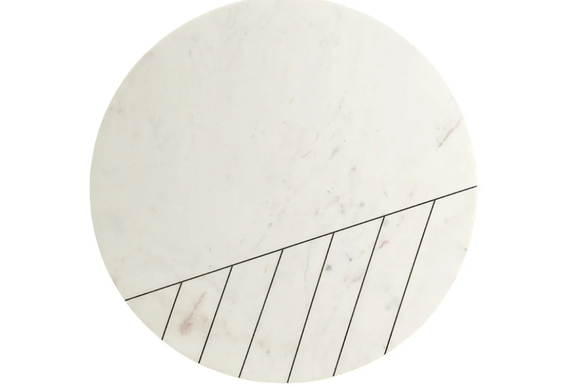 Table basse ronde design en marbre blanc et laiton D90 cm SILLON