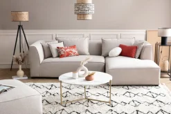 Table basse ronde design en marbre blanc et laiton D90 cm SILLON