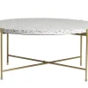 Table basse ronde design en terrazzo et métal doré D81 cm MEZZO
