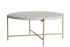 Table basse ronde design en terrazzo et métal doré D81 cm MEZZO