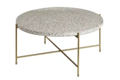 Table basse ronde design en terrazzo et métal doré D81 cm MEZZO