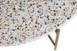 Table basse ronde design en terrazzo et métal doré D81 cm MEZZO
