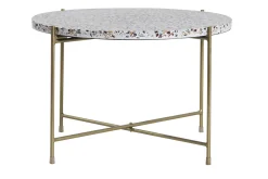 Table basse ronde design en terrazzo et métal doré D55 cm MEZZO