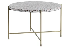 Table basse ronde design en terrazzo et métal doré D55 cm MEZZO