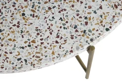 Table basse ronde design en terrazzo et métal doré D55 cm MEZZO
