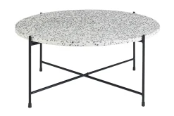 Table basse ronde design en terrazzo et métal noir D81 cm MEZZO