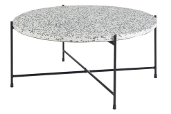 Table basse ronde design en terrazzo et métal noir D81 cm MEZZO