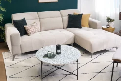 Table basse ronde design en terrazzo et métal noir D81 cm MEZZO