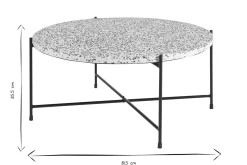 Table basse ronde design en terrazzo et métal noir D81 cm MEZZO