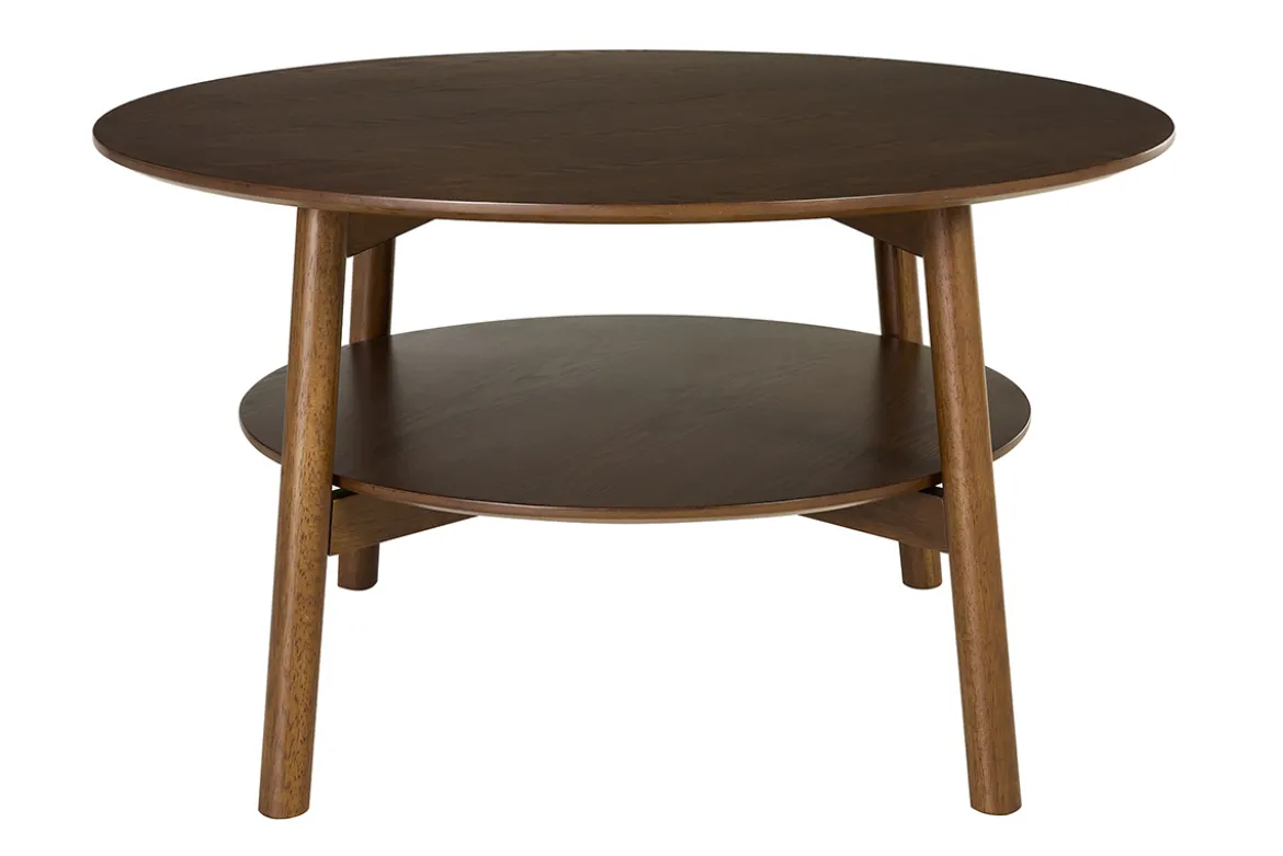 Table basse ronde en bois foncé D80 cm MALVA