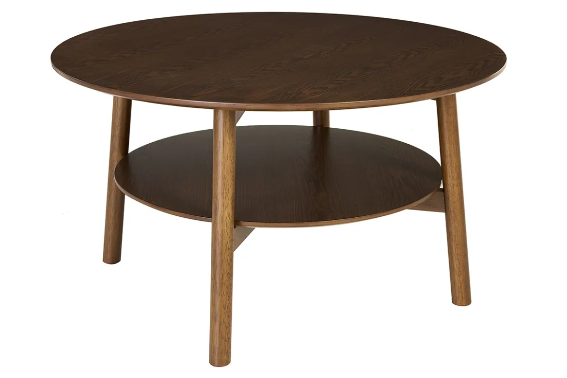 Table basse ronde en bois foncé D80 cm MALVA