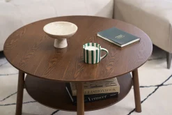 Table basse ronde en bois foncé D80 cm MALVA