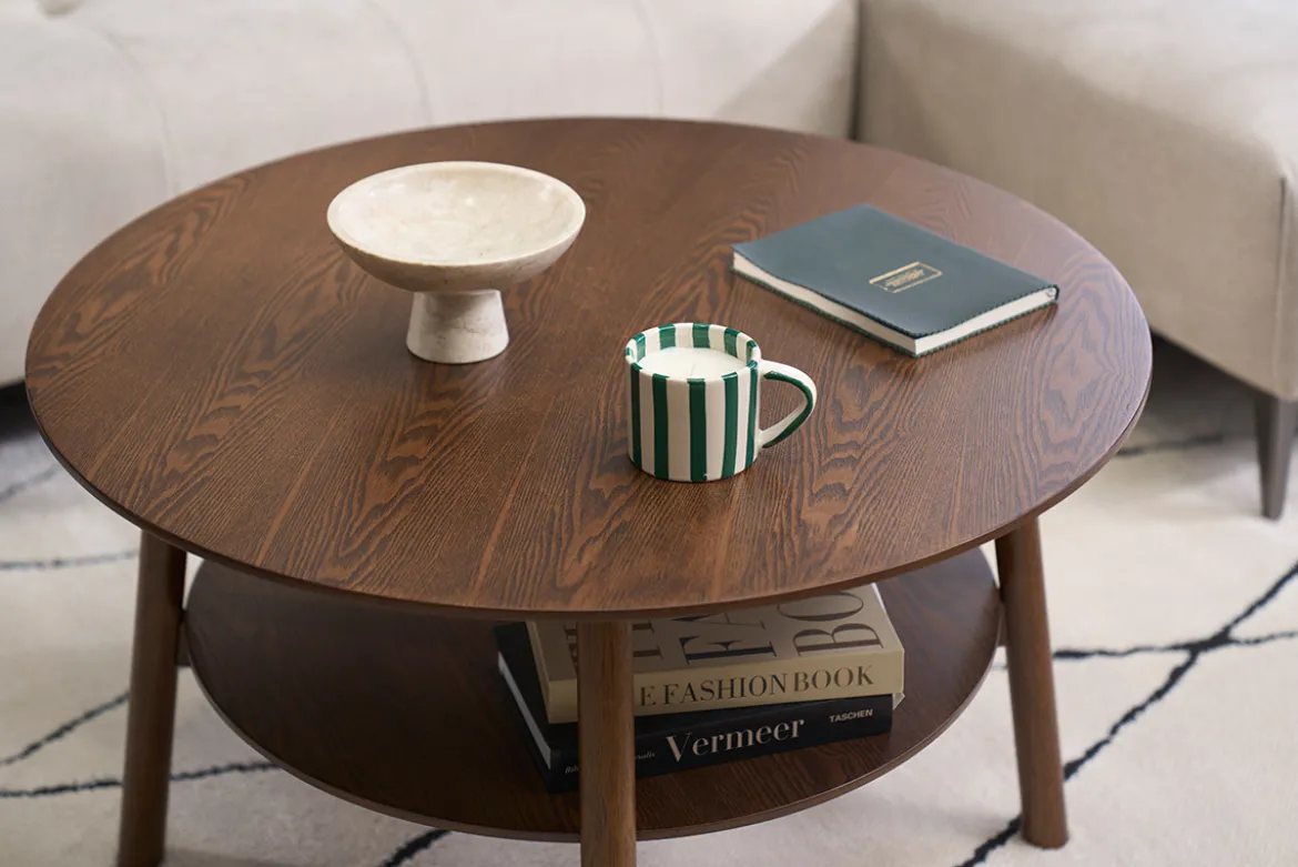 Table basse ronde en bois foncé D80 cm MALVA