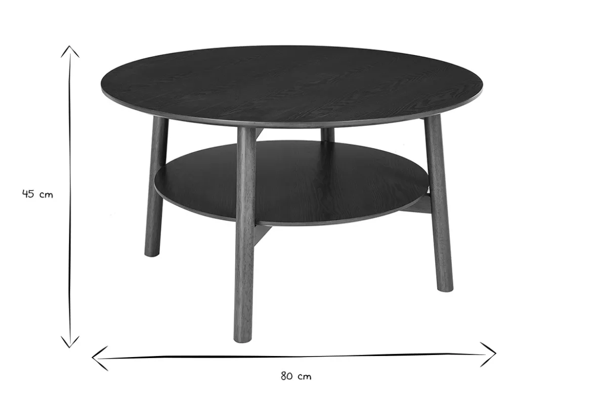 Table basse ronde en bois foncé D80 cm MALVA